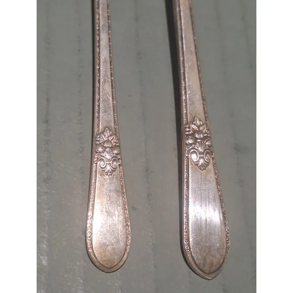 1847 Rogers Bros Adoration Silverplate Pickle Fork Pierced Serving Spoon Set